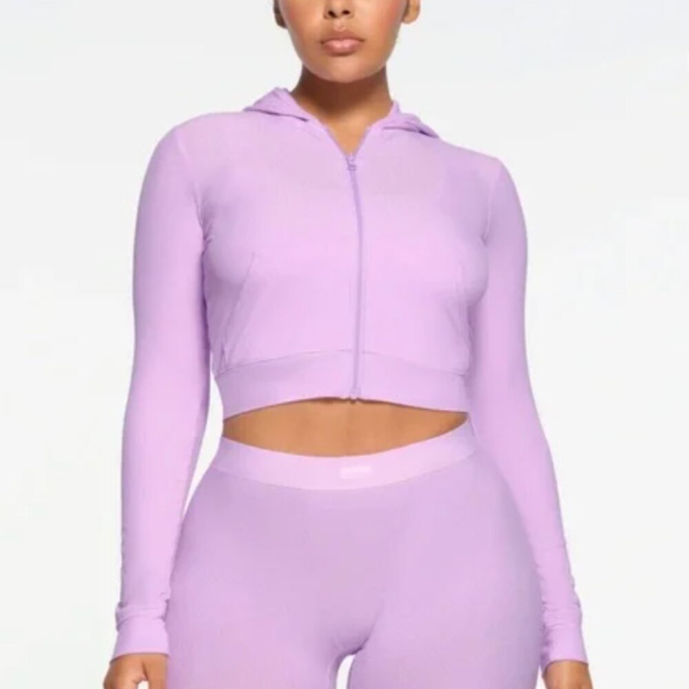 Skims Soft Lounge Zip Up Hoodie In Sugar Plum